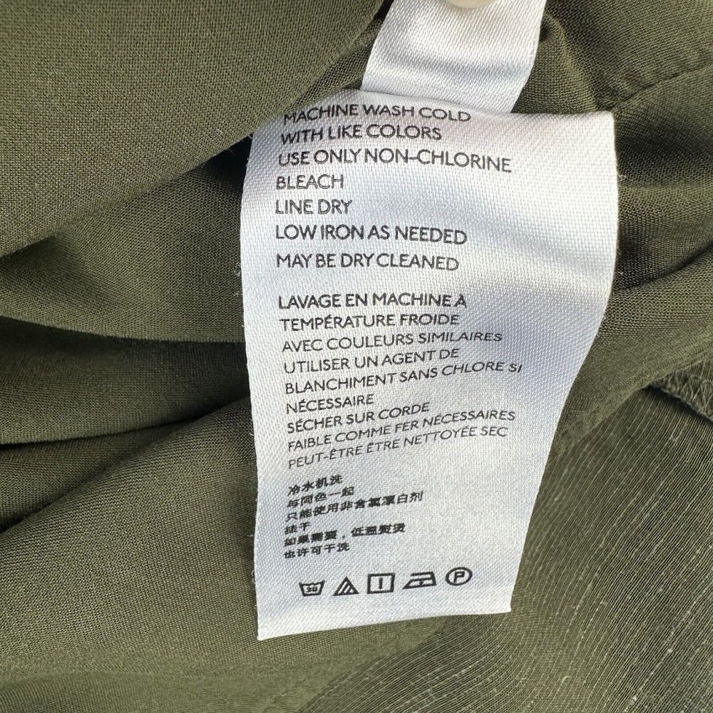 Anthropologie Shirt Dress Womens Small Nicole Linen Blend Green Puff Sleeve - Picture 12 of 14